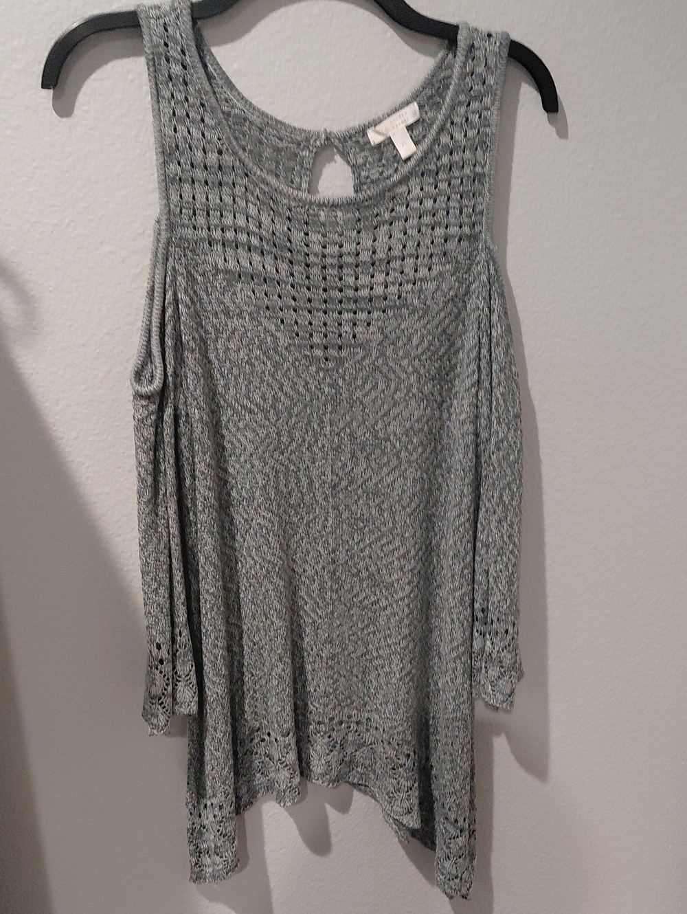 LC Lauren Conrad Gray Cold-Shoulder Knit Tunic